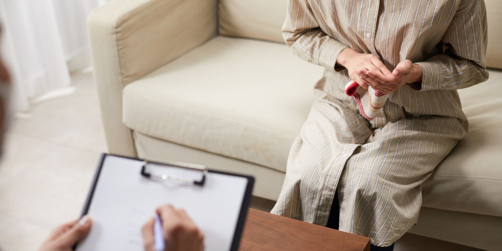 Person in a therapy session