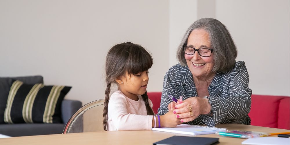 Grandmother playing with her grandchild