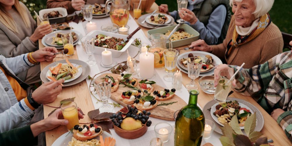 A large family gathering around a table