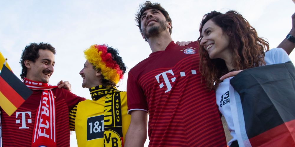German soccer fans celebrating 