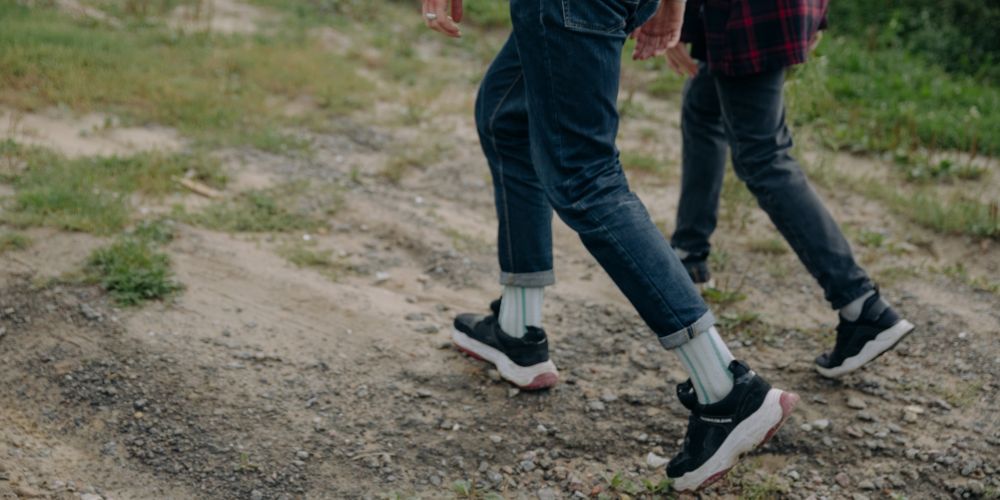 Two people walking together