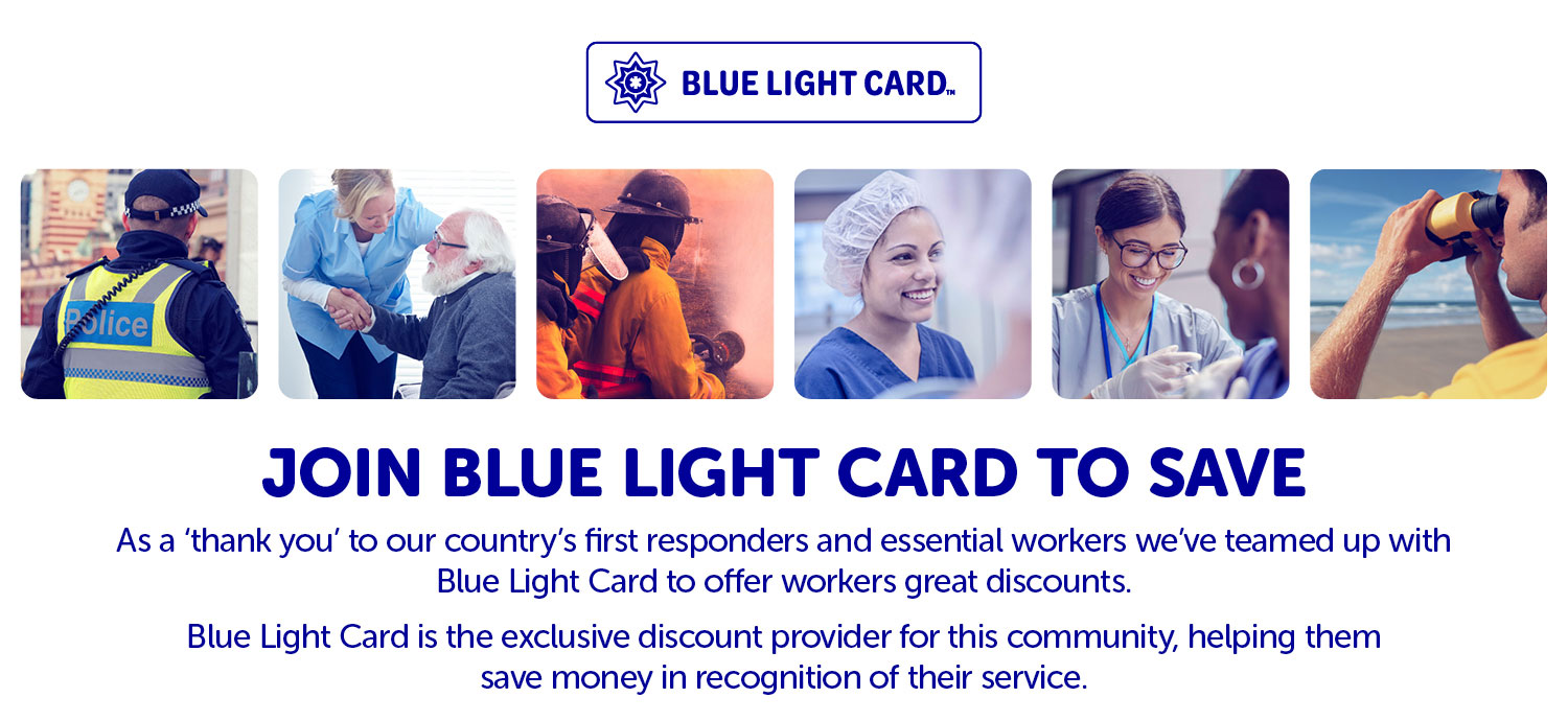 Blue light card website header banner